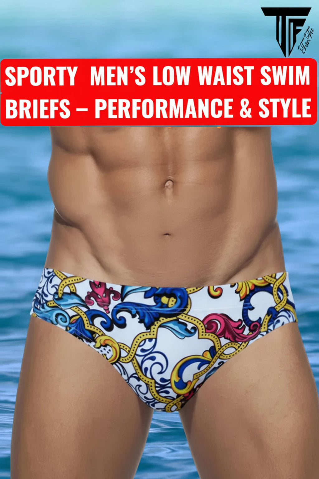 SWIMWEAR HERREN – SCHWIMMBEKLEIDUNG – BADEHOSE MIT MUSTER – WEISS