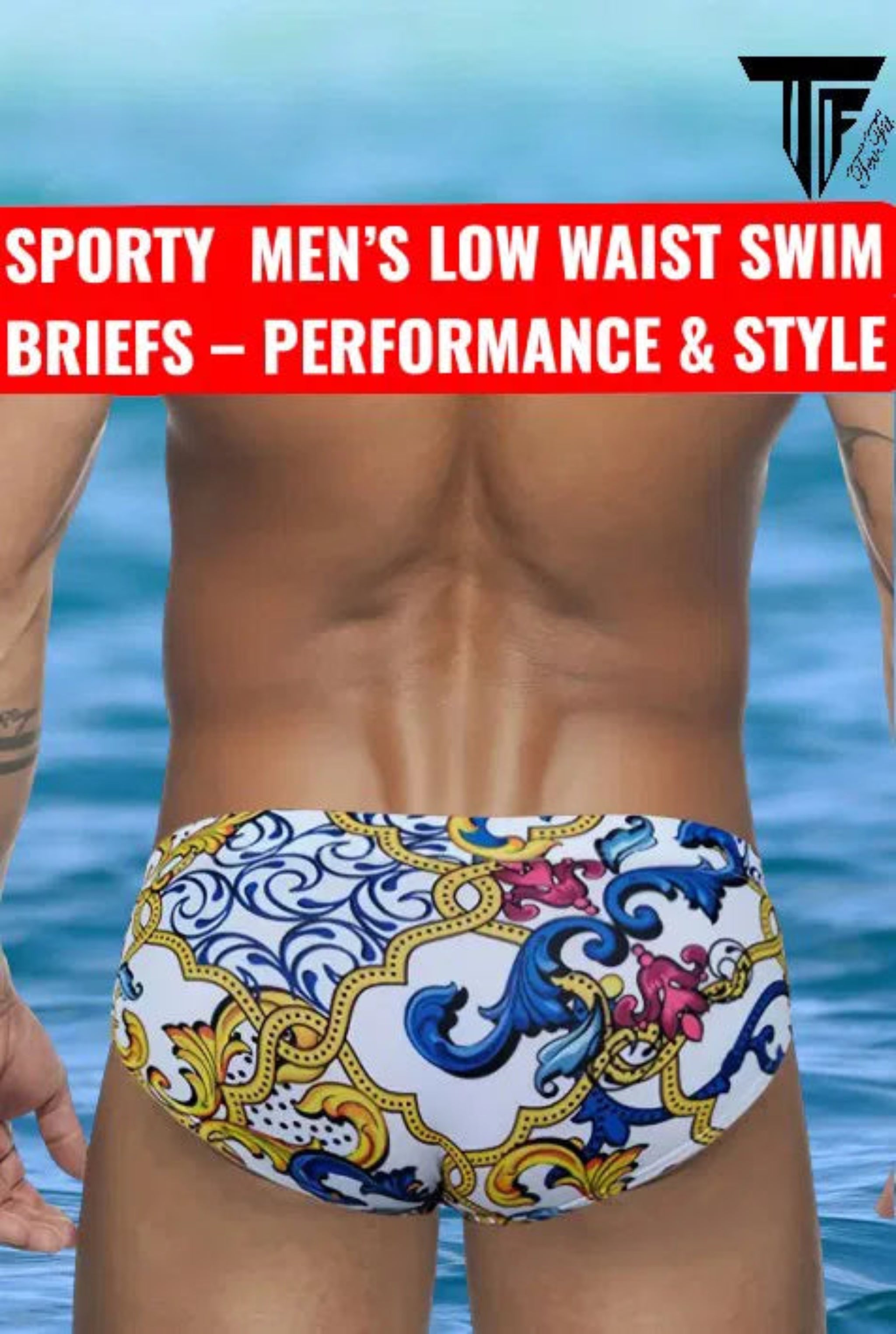 SWIMWEAR HERREN – SCHWIMMBEKLEIDUNG – BADEHOSE MIT MUSTER – WEISS