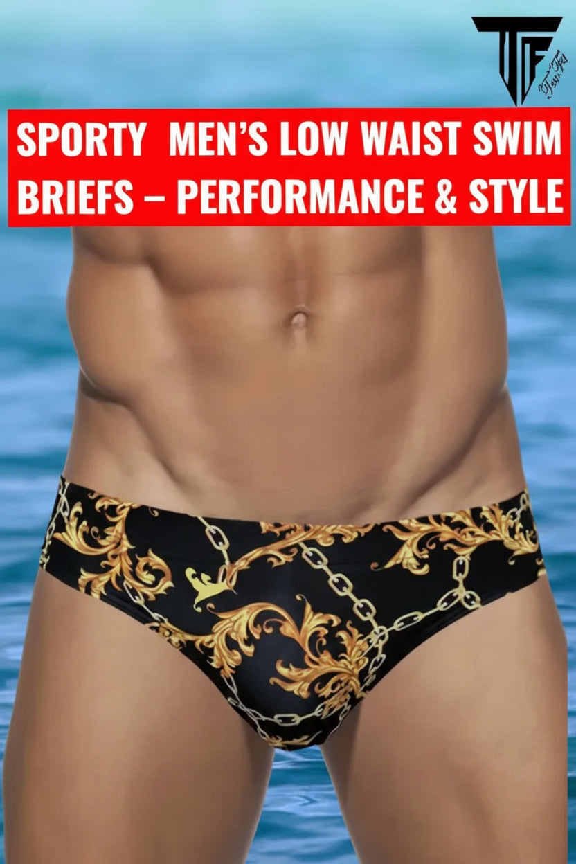 SWIMWEAR HERREN – SCHWIMMBEKLEIDUNG – BADEHOSE MIT MUSTER – SCHWARZ