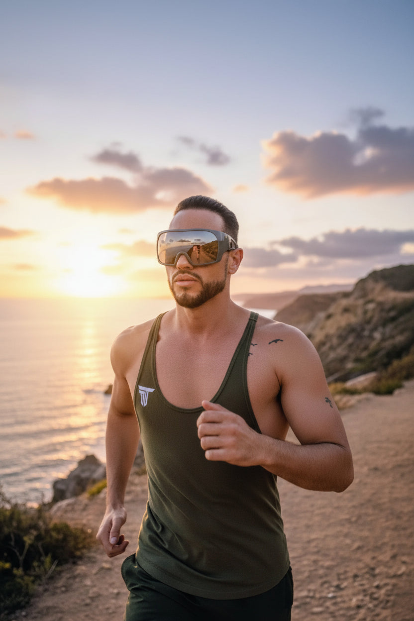 SPORTSONNENBRILLE – CYCLING & SKI BRILLE – UV SCHUTZ SPORT BRILLE –OLIVGRÜN