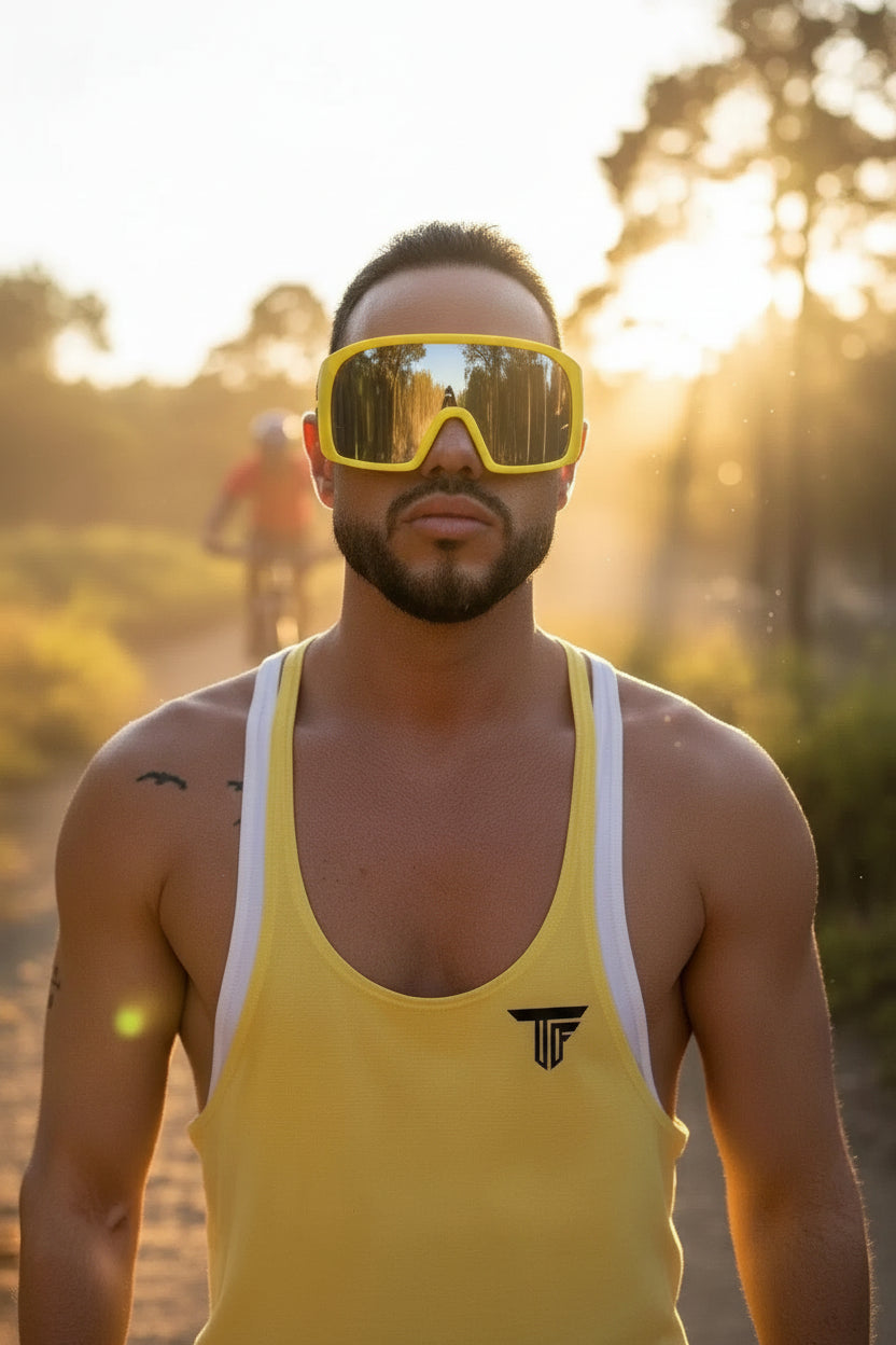SPORTSONNENBRILLE – CYCLING & SKI BRILLE – UV SCHUTZ SPORT BRILLE – GELB