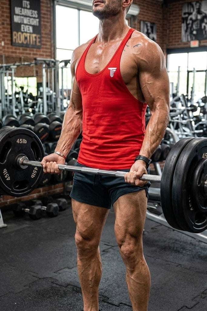 SLIM FIT TANK TOP HERREN – ROT – FITNESS SHIRT FÜR SOMMER & GYM
