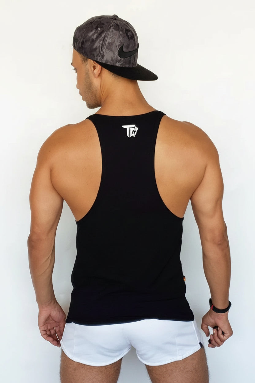 HERREN TANK TOP SLIM FIT – SCHWARZ – SPORT & FITNESS SHIRT