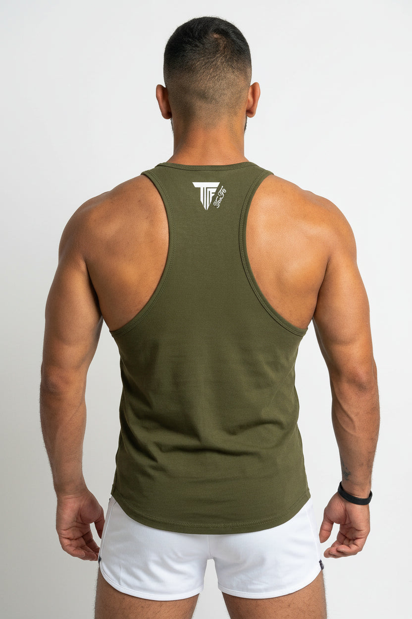 TANK TOP HERREN SLIM FIT – OLIVGRÜN – SPORT & FITNESS SHIRT