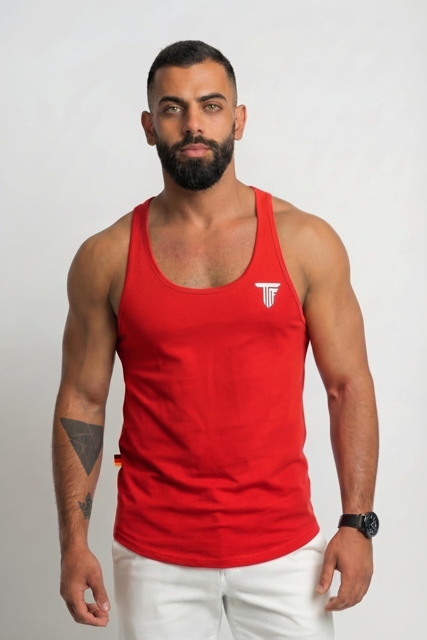 SLIM FIT TANK TOP HERREN – ROT – FITNESS SHIRT FÜR SOMMER & GYM