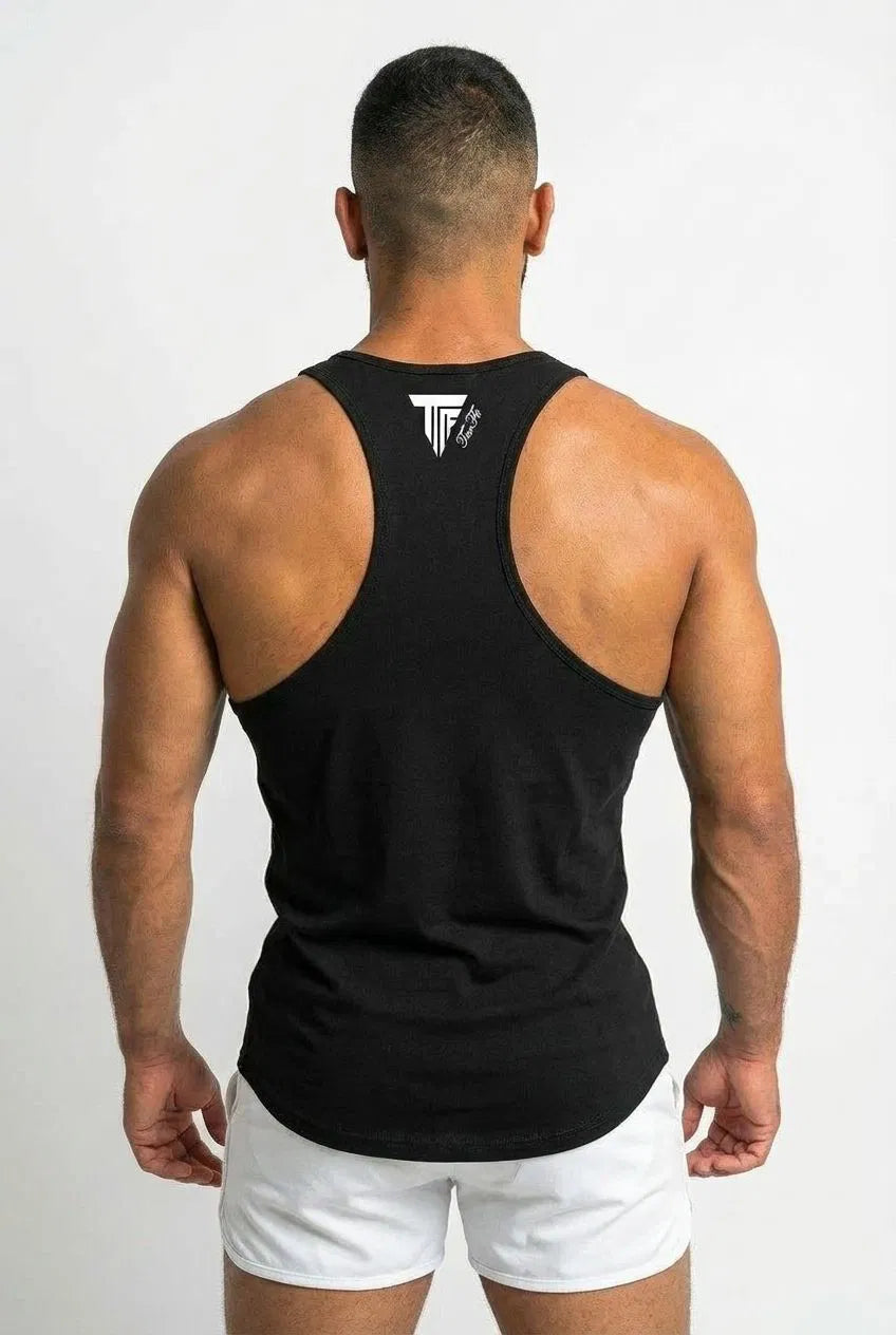 HERREN TANK TOP SLIM FIT – SCHWARZ – SPORT & FITNESS SHIRT