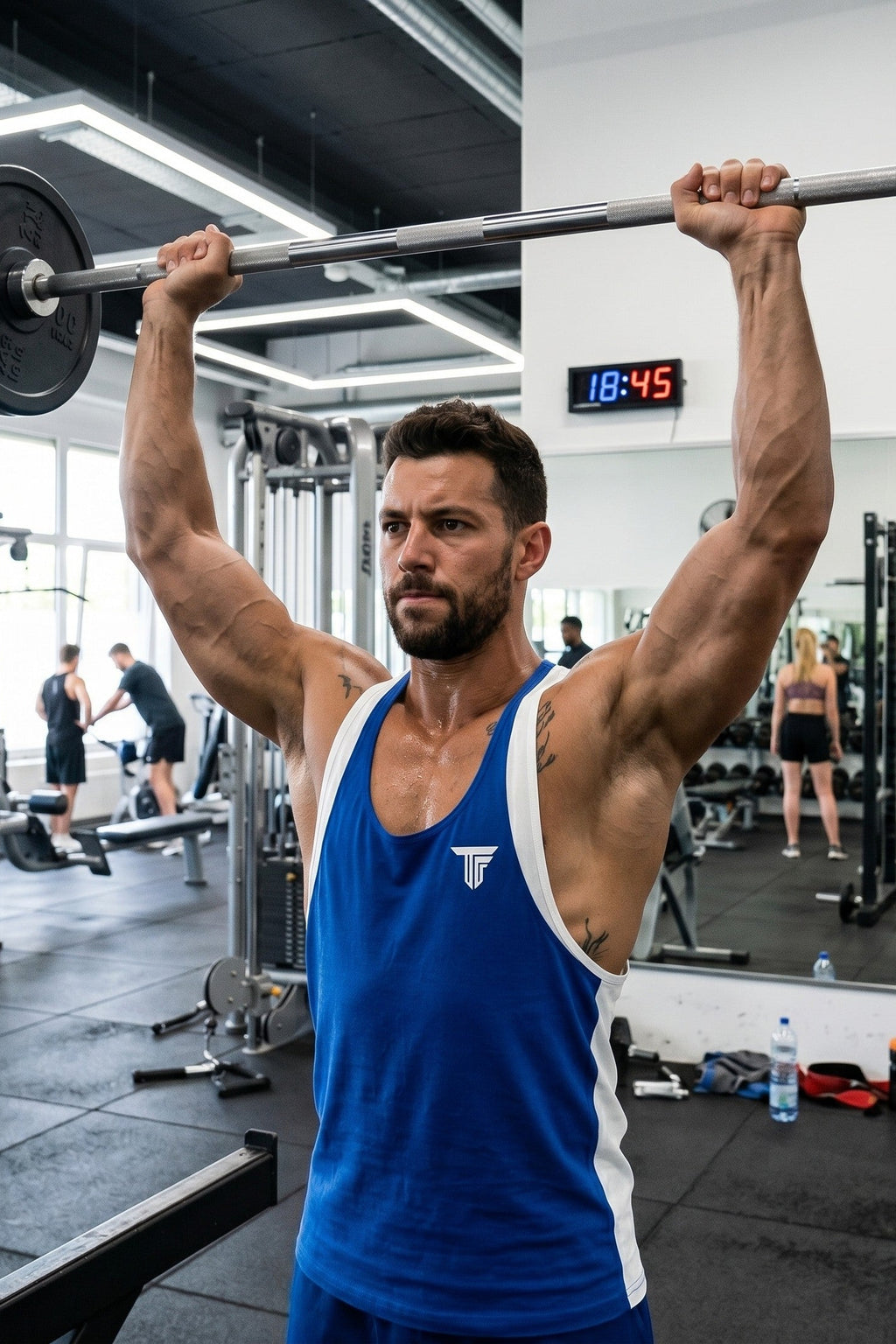 DOUBLE TANK TOP HERREN – ATHLETIC FIT – DOPPELTRÄGER DESIGN – GBLAU WEISS