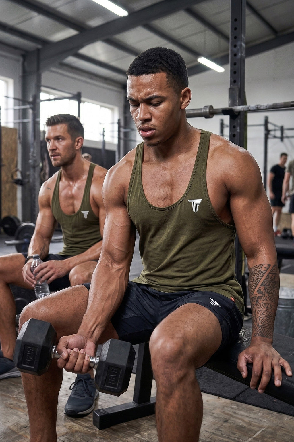 TANK TOP HERREN SLIM FIT – OLIVGRÜN – SPORT & FITNESS SHIRT