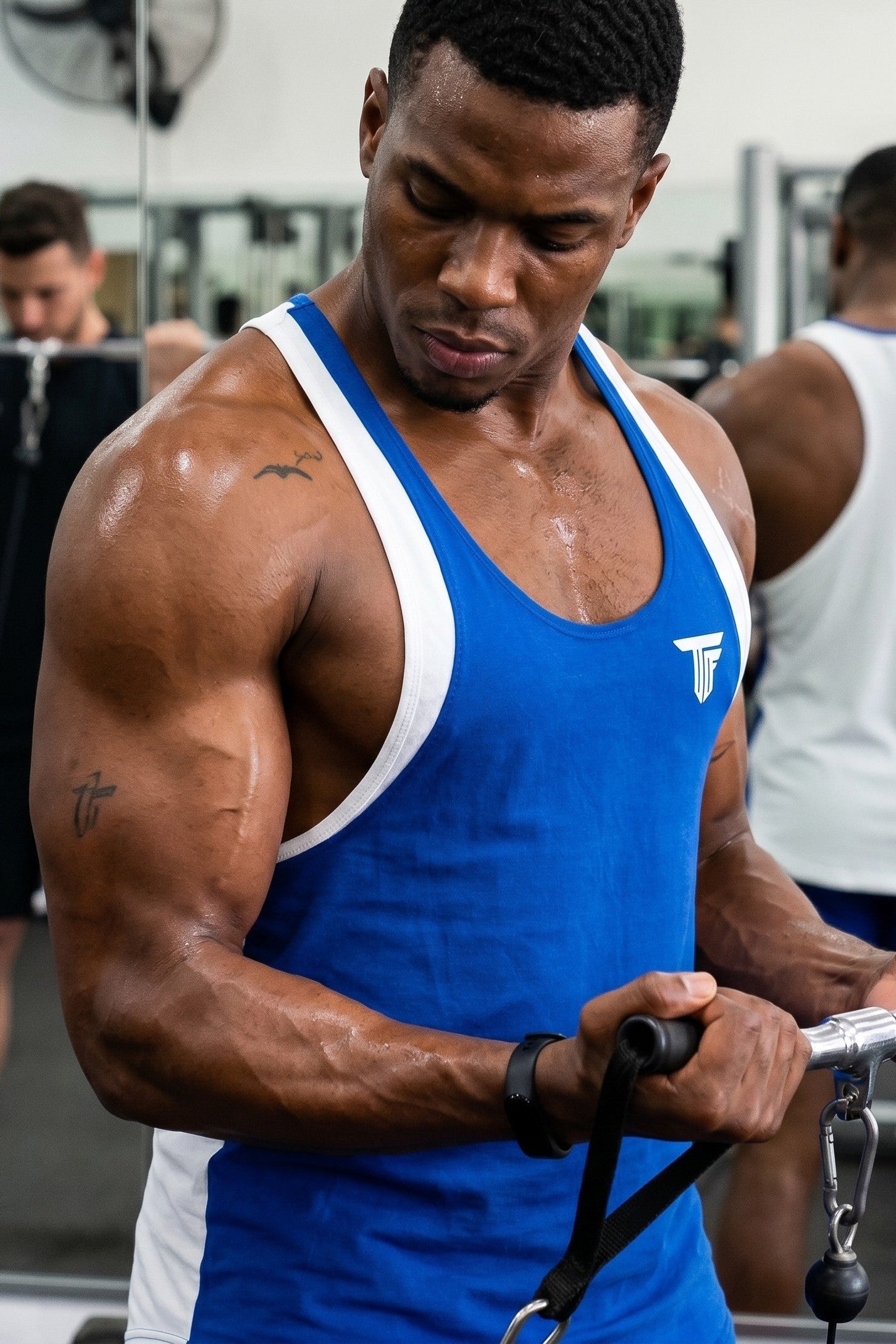 DOUBLE TANK TOP HERREN – ATHLETIC FIT – DOPPELTRÄGER DESIGN – GBLAU WEISS