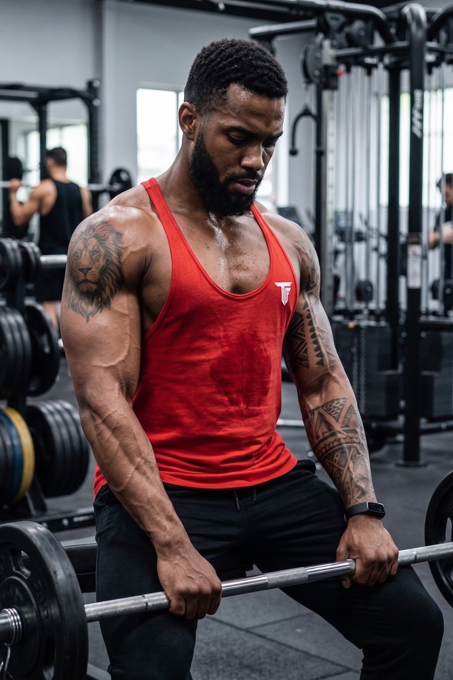 SLIM FIT TANK TOP HERREN – ROT – FITNESS SHIRT FÜR SOMMER & GYM