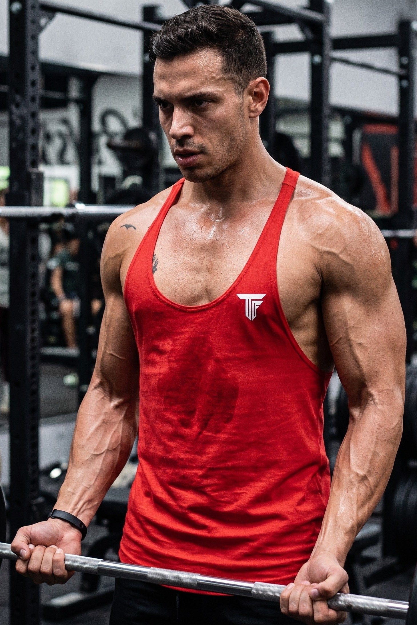 SLIM FIT TANK TOP HERREN – ROT – FITNESS SHIRT FÜR SOMMER & GYM