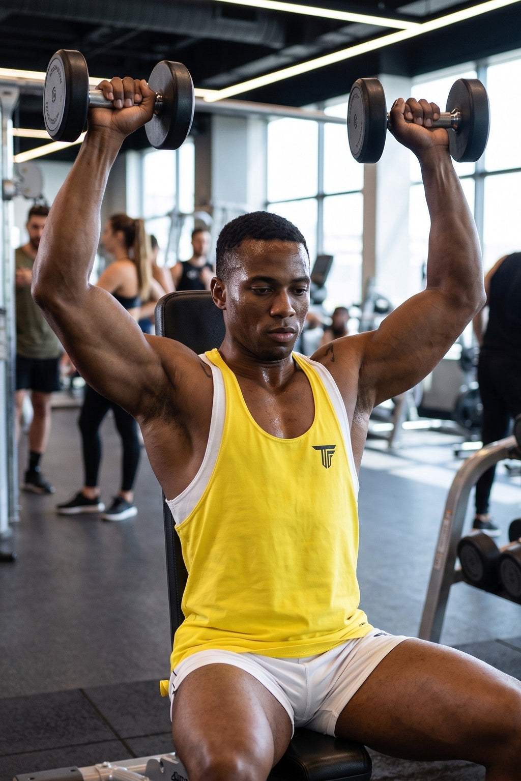 DOUBLE TANK TOP HERREN – ATHLETIC FIT – DOPPELTRÄGER DESIGN – GELB WEISS
