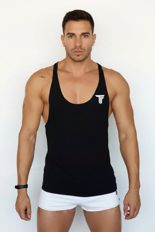 HERREN TANK TOP SLIM FIT – SCHWARZ – SPORT & FITNESS SHIRT